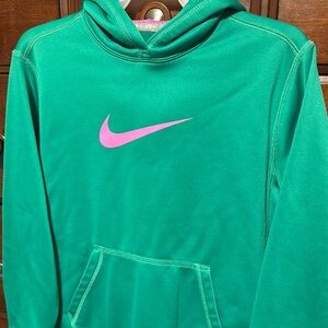 Nike Emerald Hoodie with Pink Swoosh